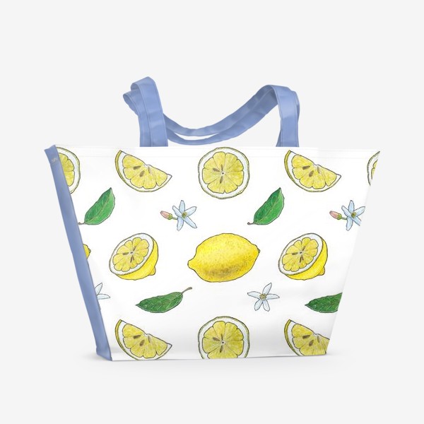 Пляжная сумка «Лимоны. Желтый. Паттерн»