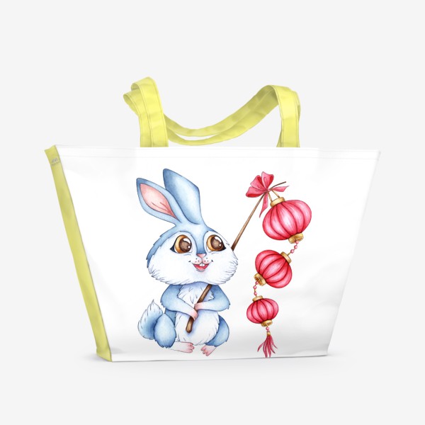 Пляжная сумка «Кролик с китайскими фонариками / Милый зайчик»