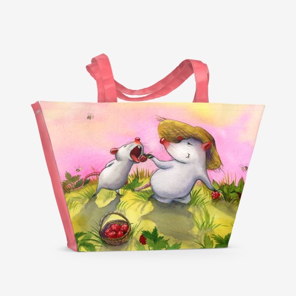 Пляжная сумка «Мыши в ягодах»