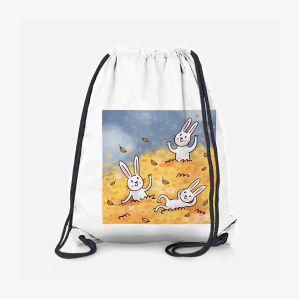 Рюкзак «Милые зайцы в осенних листьях»