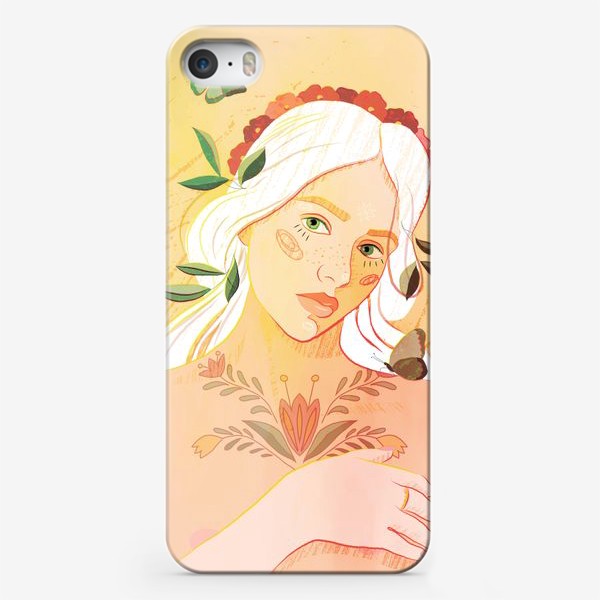 Чехол iPhone &laquo;Девушка с белыми волосами и татуировкой на груди&raquo;