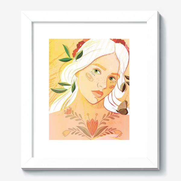 Картина «Девушка с белыми волосами и татуировкой на груди»