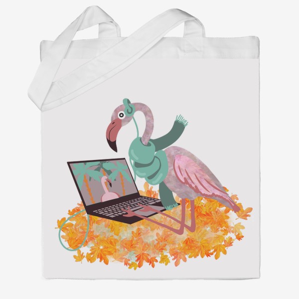 Сумка хб «Осенний фламинго, мечты о лете»