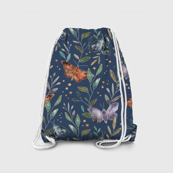 Рюкзак «Бесшовный паттерн с бабочками и листьями»