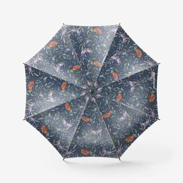 Зонт «Бесшовный паттерн с бабочками и листьями»