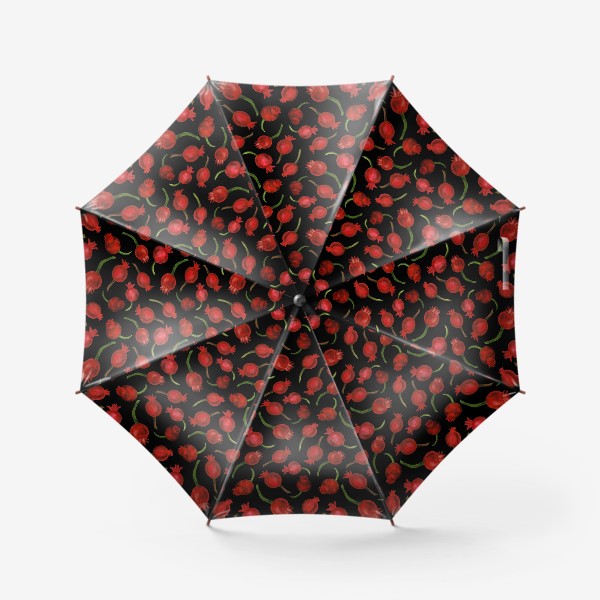Зонт «Паттерн круглые ягоды шиповника на тёмном фоне»
