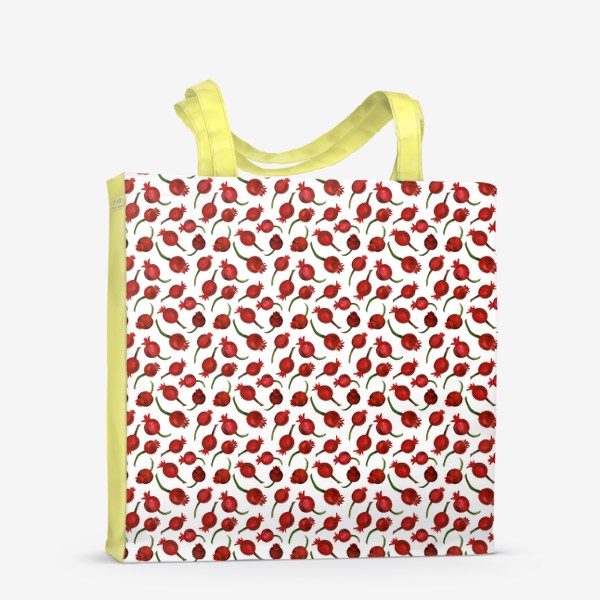 Сумка-шоппер «Паттерн мелкие ягодки шиповника на белом фоне»