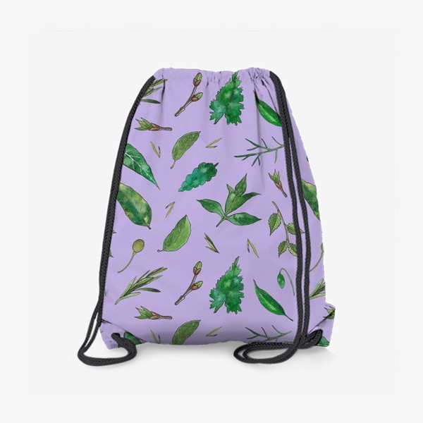 Рюкзак «Зеленые листья. Сиреневый. Паттерн»