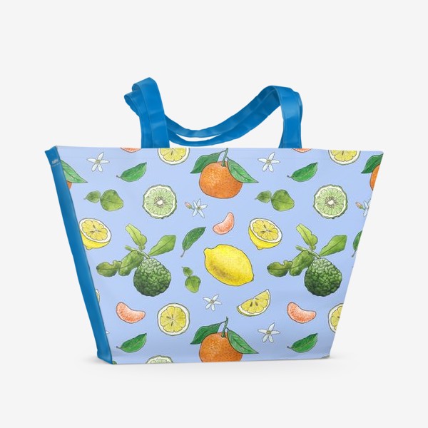 Пляжная сумка «Лимон, мандарин, бергамот. Паттерн»
