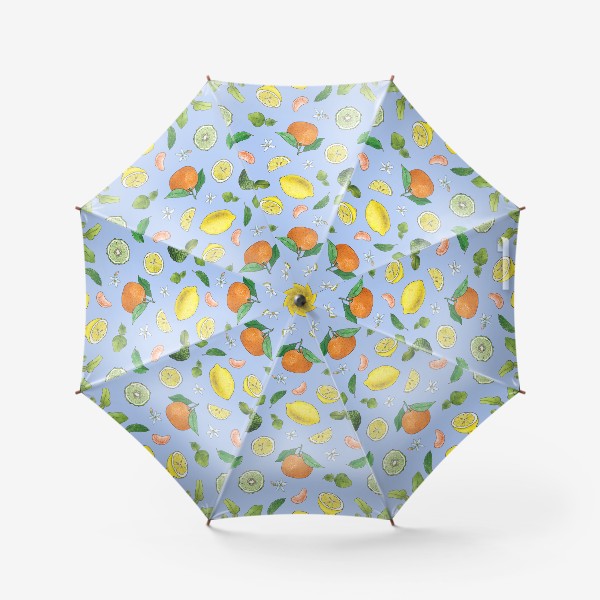 Зонт «Лимон, мандарин, бергамот. Паттерн»