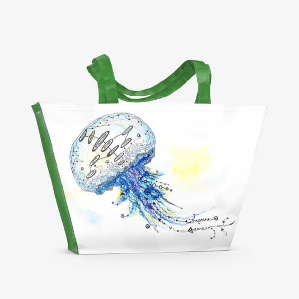 Пляжная сумка «Акварельная медуза с узорами»