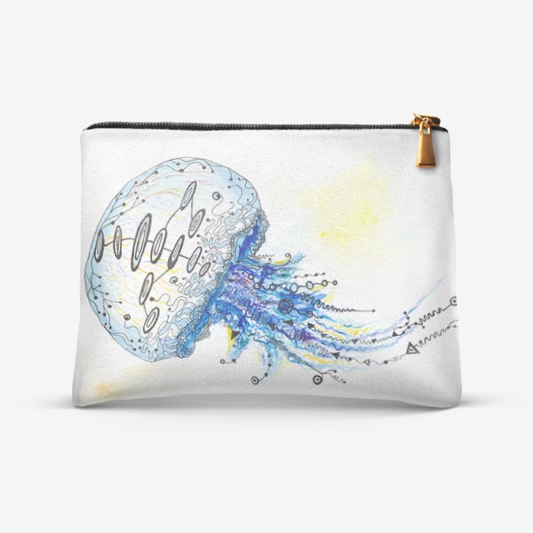 Косметичка «Акварельная медуза с узорами»