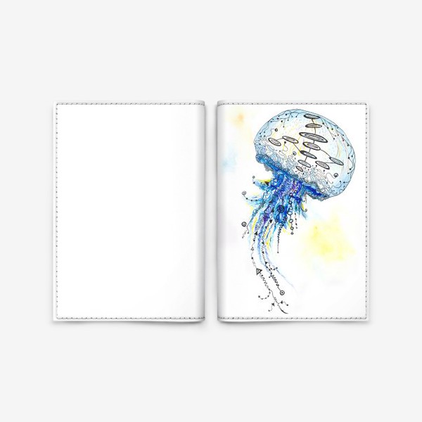 Обложка для паспорта «Акварельная медуза с узорами»