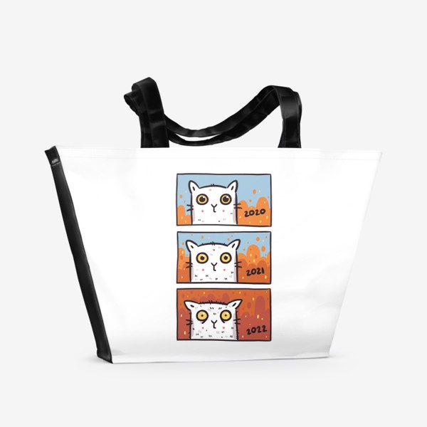 Пляжная сумка «Комикс о котиках 2020-2022»
