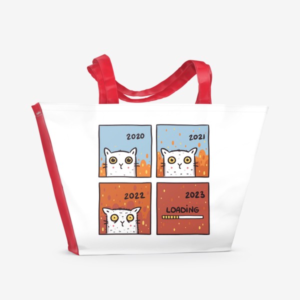 Пляжная сумка «Комикс о котиках 2020-2023»