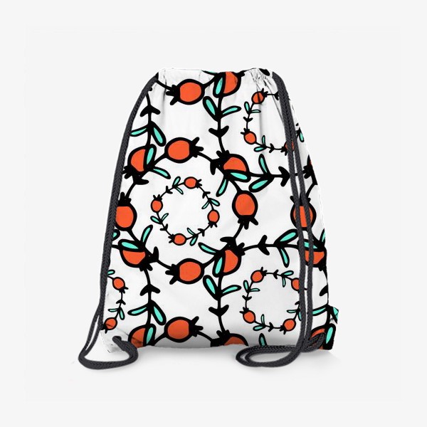Рюкзак «паттерн из веточек красных ягод с бирюзовыми листьями круговой узор»