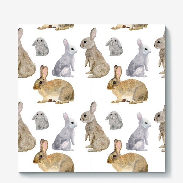 Холст &laquo;Кролики на белом фоне &raquo;