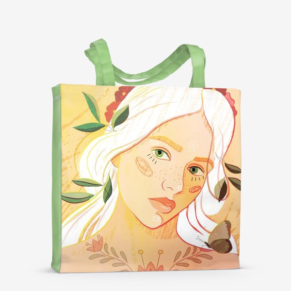 Сумка-шоппер «Девушка с белыми волосами и татуировкой на груди»