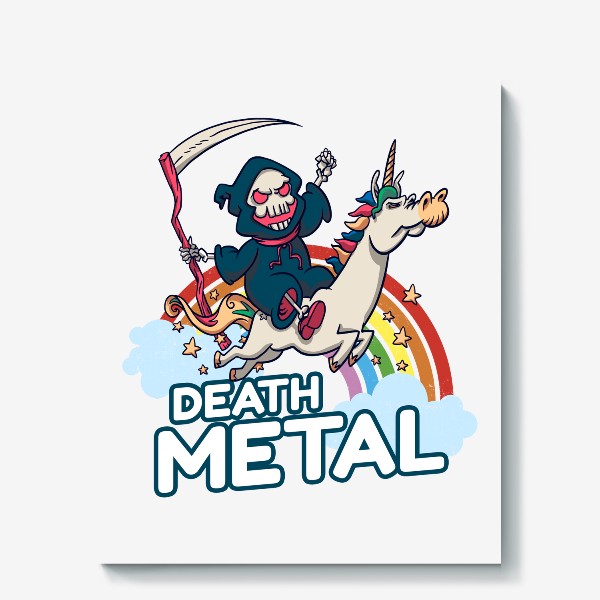 Холст «Death in unicorn Death Metal - Смерть на единороге»