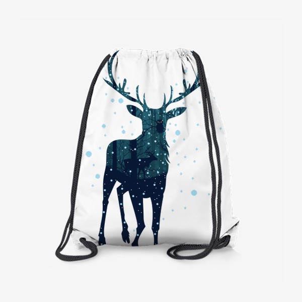 Рюкзак «Зимний лес в силуэте оленя»