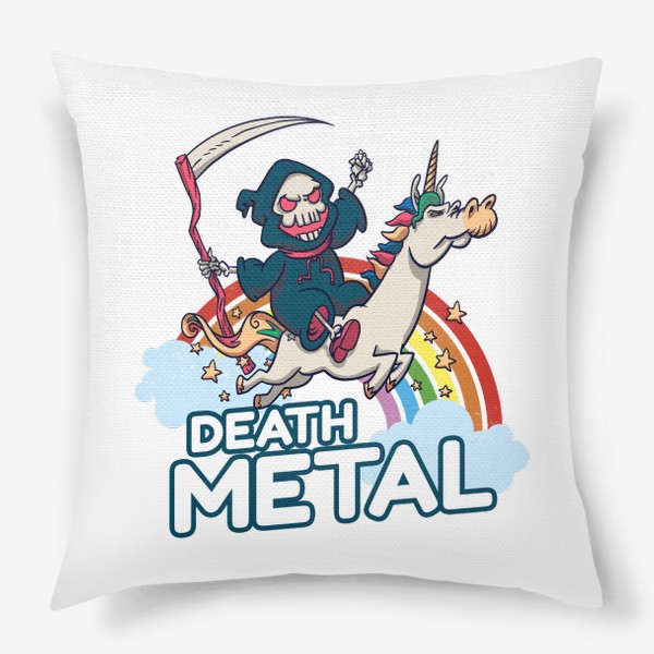 Подушка «Death in unicorn Death Metal - Смерть на единороге»