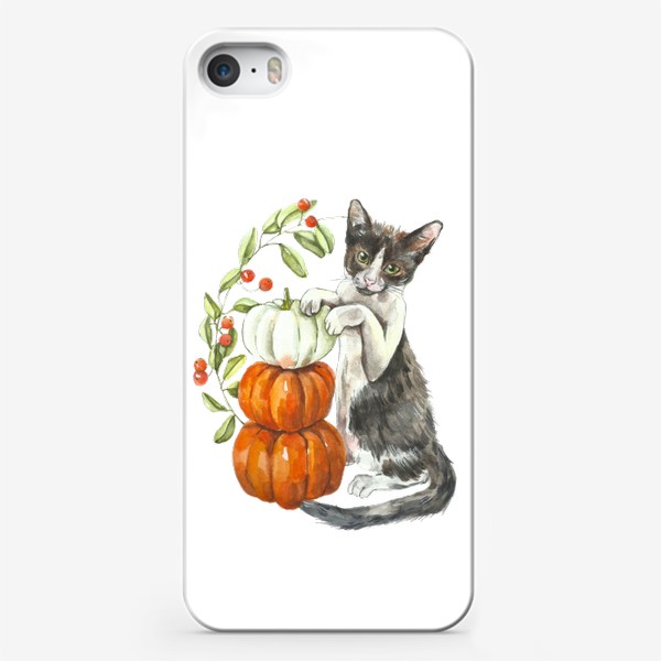Чехол iPhone «Кот с тыквами»