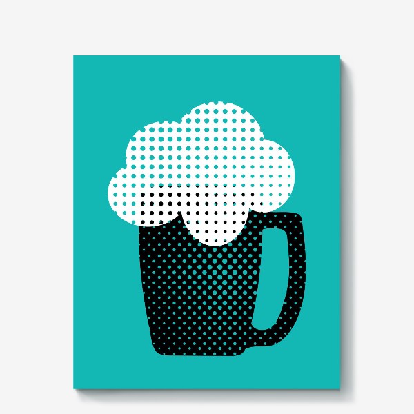 Холст «Пиво, пивная кружка, пена, графично»