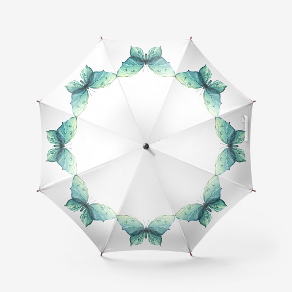 Зонт «Бабочка бирюзового цвета, нежная, красивая. Акварель.»