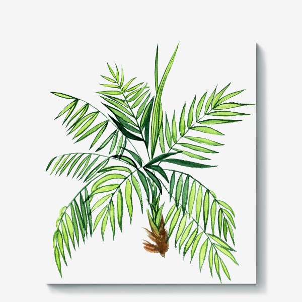 Холст «Пальма акварельная тропический принт»