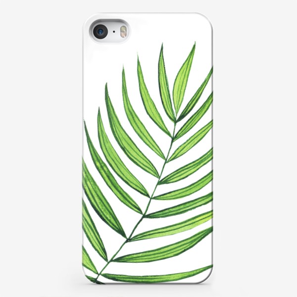 Чехол iPhone «Пальмовый лист акварельный, летний принт»