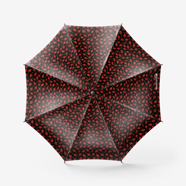 Зонт &laquo;Паттерн мелкие ягоды шиповника на тёмном фоне&raquo;