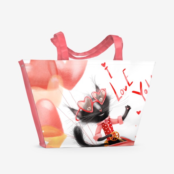 Пляжная сумка «Кот в день Валентина»