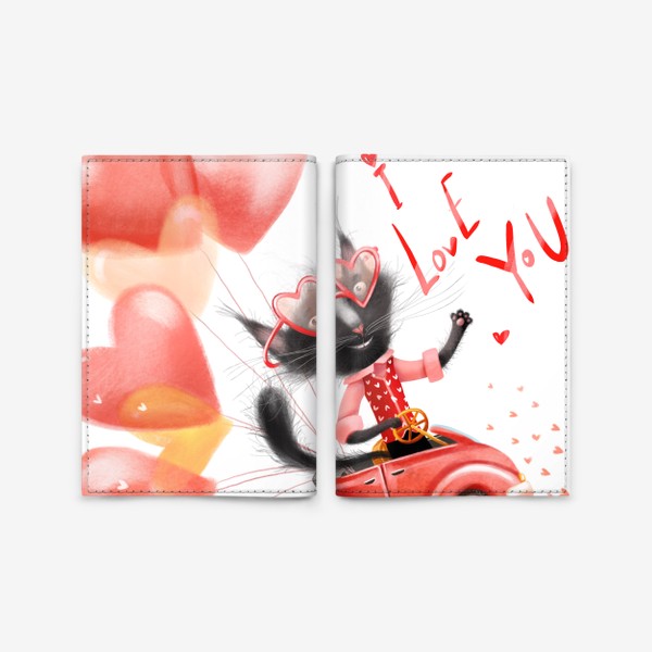 Обложка для паспорта «Кот в день Валентина»