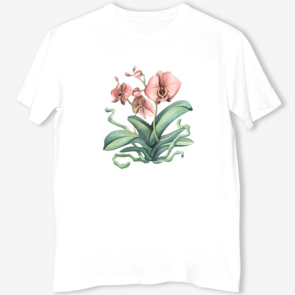 Футболка «Розовая орхидея, цветок. Акварель.»