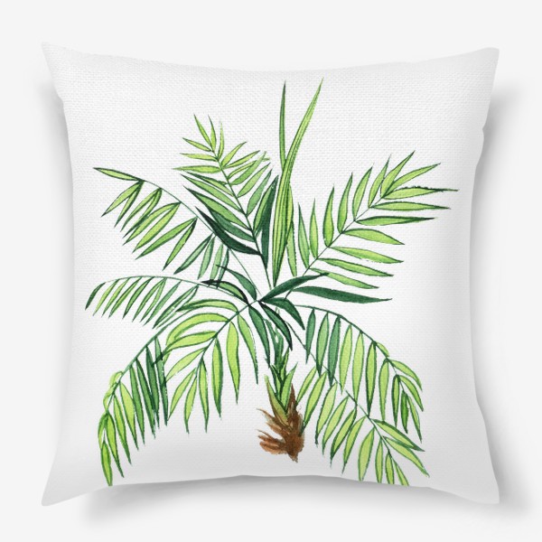 Подушка «Пальма акварельная тропический принт»