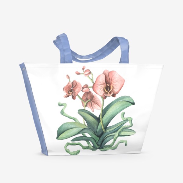 Пляжная сумка &laquo;Розовая орхидея, цветок. Акварель.&raquo;