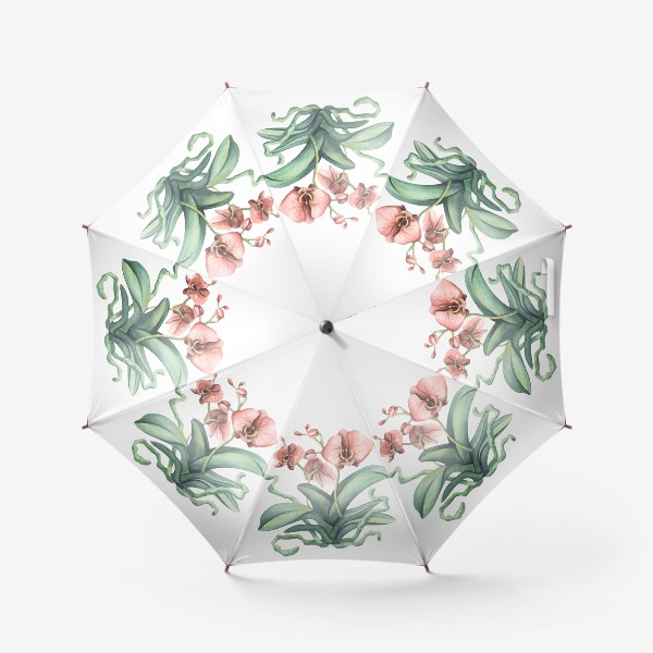 Зонт «Розовая орхидея, цветок. Акварель.»