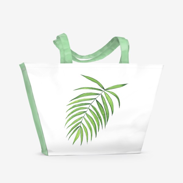 Пляжная сумка «Пальмовый лист акварельный, летний принт»