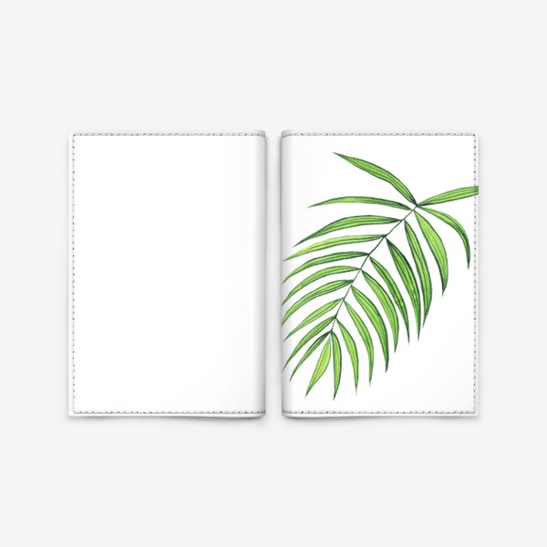 Обложка для паспорта «Пальмовый лист акварельный, летний принт»