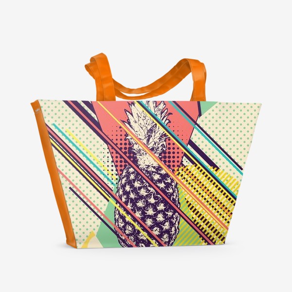 Пляжная сумка «Геометрический ретро дизайн с ананасом»