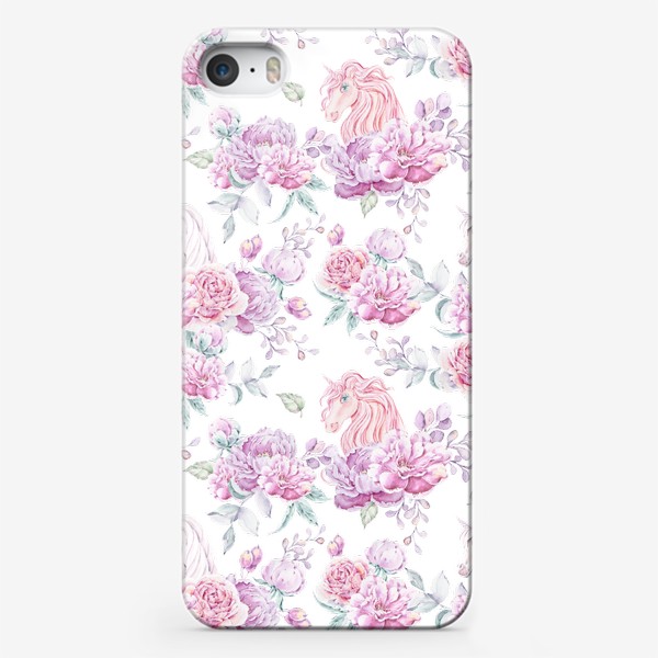 Чехол iPhone &laquo; Акварельная иллюстрация цветочного единорога. Милый детский паттерн&raquo;