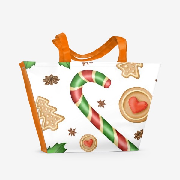 Пляжная сумка «Рождественские сладости. Паттерн»