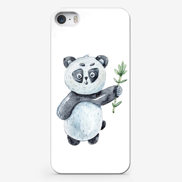 Чехол iPhone &laquo;Милая акварельная панда с веткой бамбука. Иллюстрация для детей&raquo;