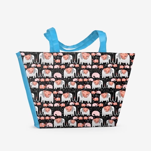 Пляжная сумка &laquo;Орнаментальный узор с влюблёнными слонами&raquo;