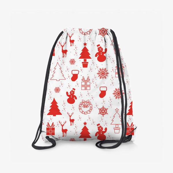 Рюкзак «Бесшовный рождественский принт со снеговиками и оленями.Новый год.»