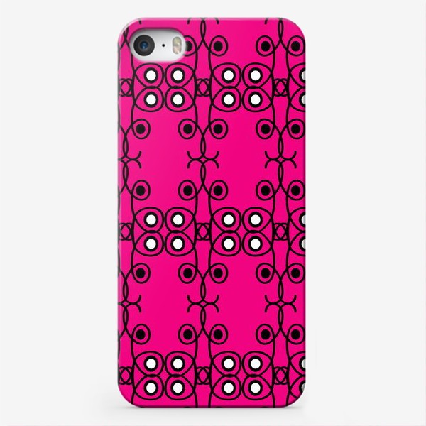 Чехол iPhone «Абстрактный чёрно-розовый этнический паттерн»