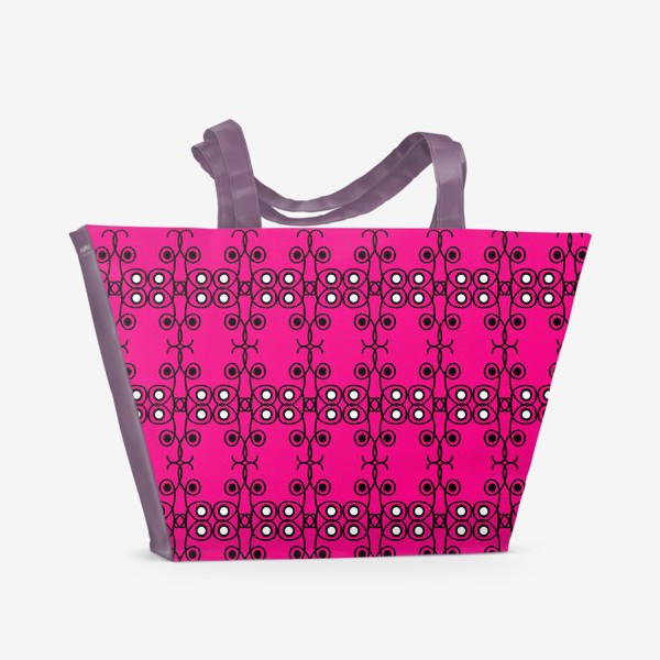 Пляжная сумка &laquo;Абстрактный чёрно-розовый этнический паттерн&raquo;