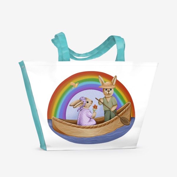 Пляжная сумка «Радужные кролики. Романтика»