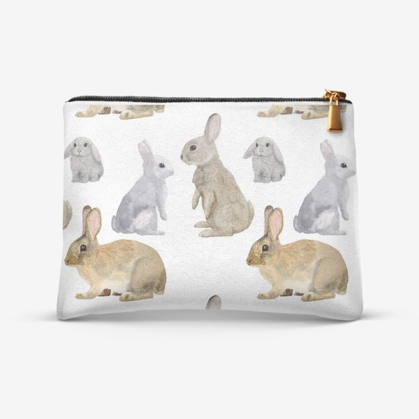 Косметичка «Кролики на белом фоне »