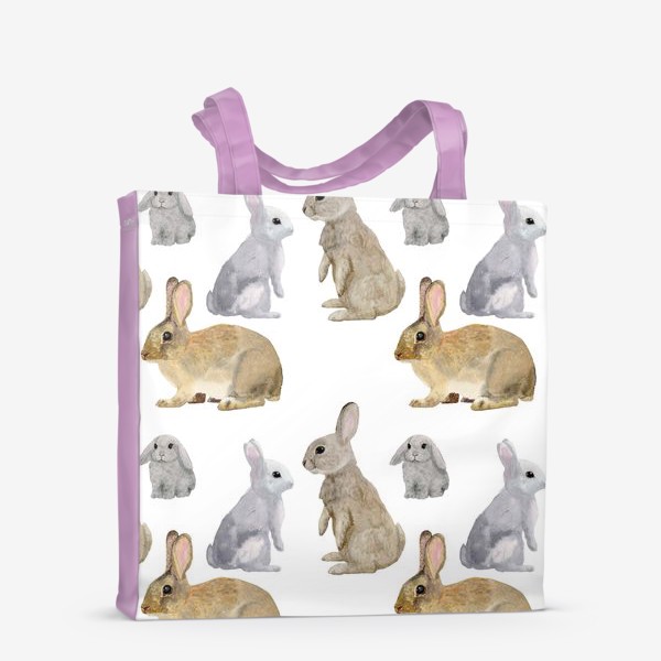 Сумка-шоппер «Кролики на белом фоне »